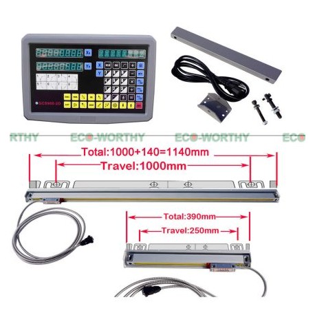 2 Axis Digital Readout & TTL Linear Scale 9x42DRO Kit for Mill Bridgeport EMD