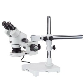 Amscope Microscopio con zoom estéreo 3.5X-90X en soporte de brazo con luz LED de 80