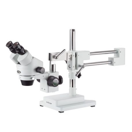 Amscope Microscopio de zoom estéreo 7X-45X con soporte de brazo de un solo brazo