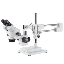 Amscope Microscopio de zoom estéreo binocular 7X-45X con soporte de brazo doble
