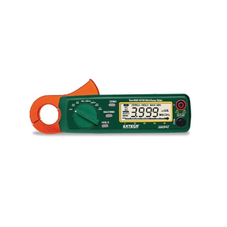 Extech 380942 Pinza amperimétrica miniatura de CA/CC con RMS verdadero de 30 A